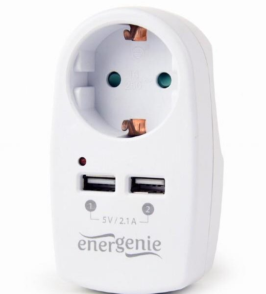 CHARGER USB WITH P/T AC SOCKET/EG-ACU2-02 GEMBIRD